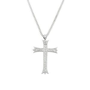 Vintage Hand Polished Shiny Sterling Silver Cross Pendant on Necklace Chain 18"